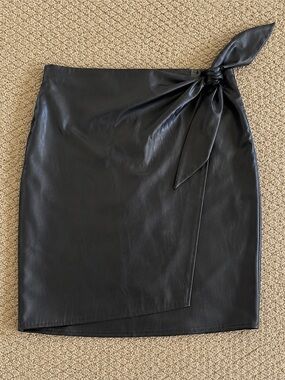 Mango Black Faux Leather Pencil Skirt